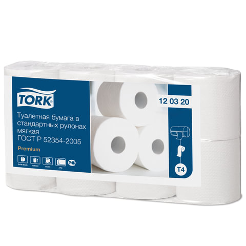 Бумага туалетная TORK (Система Т4), 2-слойная, спайка 8 шт. х 23 м, Premium, 120320