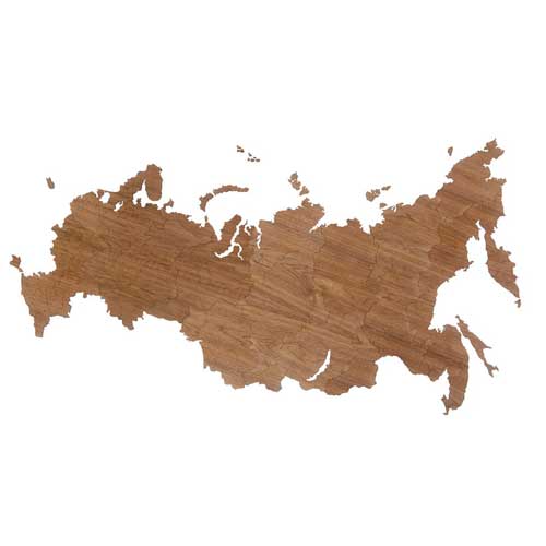 Деревянная карта России орех