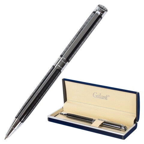 Ручка подарочная шариковая GALANT Olympic Chrome, корпус хром с черным, хромированные детали, пишущий узел 0,7 мм, синяя, 140614