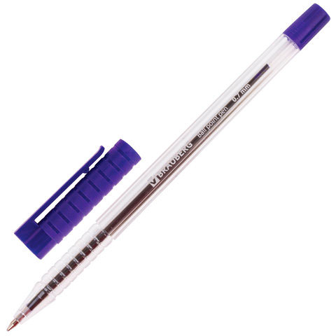 Ручка шариковая BRAUBERG Flash, СИНЯЯ, корпус прозрачный, узел 0,7 мм, линия письма 0,35 мм, 141031