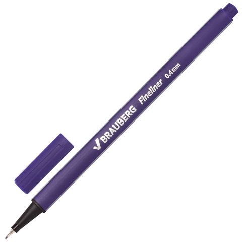 Ручка капиллярная (линер) BRAUBERG Aero, ФИОЛЕТОВАЯ, трехгранная, металлический наконечник, линия письма 0,4 мм, 142255