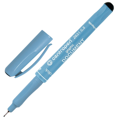Ручка капиллярная (линер) ЧЕРНАЯ CENTROPEN Document, трехгранная, линия письма 0,5 мм, 2631/0,5, 2 2631 0103