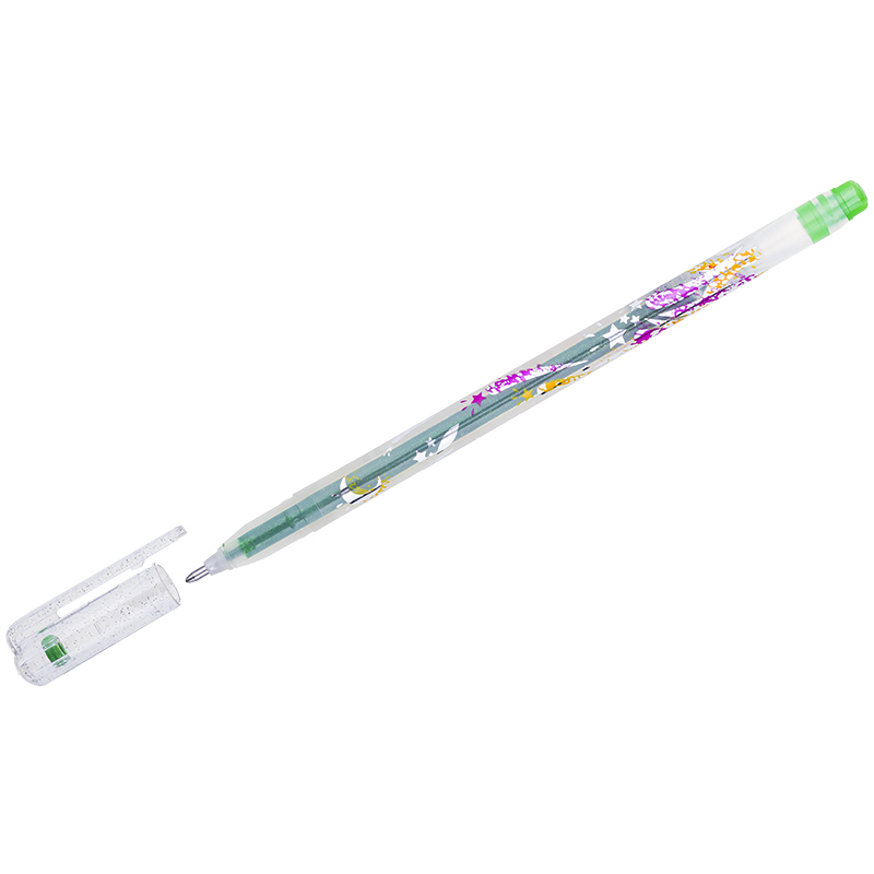 Ручка гелевая Crown Glitter Metal Jell светло-зеленая с блестками, 1,0мм