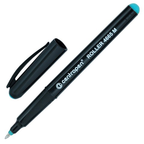 Ручка-роллер CENTROPEN, ЗЕЛЕНАЯ, трехгранная, корпус черный, узел 0,7 мм, линия письма 0,6 мм, 4665/1З