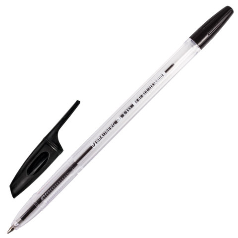 Ручка шариковая BRAUBERG X-333, ЧЕРНАЯ, корпус прозрачный, узел 0,7 мм, линия письма 0,35 мм, 142406