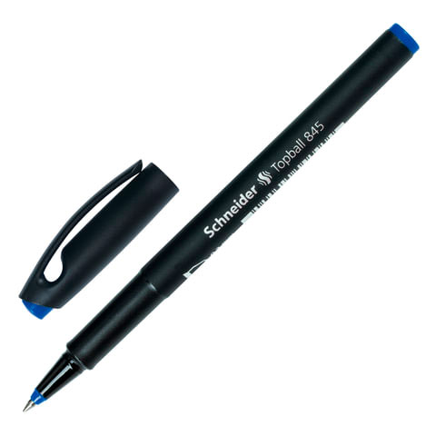 Ручка-роллер SCHNEIDER (Германия) Topball 845, СИНЯЯ, корпус черный, узел 0,5 мм, линия письма 0,3 мм, 184503