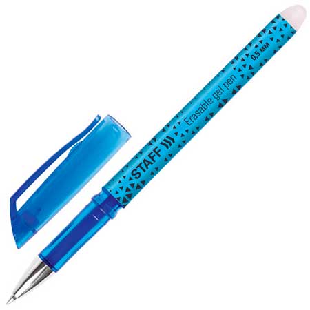 Ручка стираемая гелевая STAFF College EGP-101, СИНЯЯ, хромированные детали, узел 0,5 мм, линия письма 0,35 мм, 142494