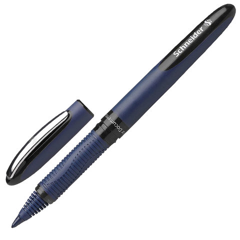 Ручка-роллер SCHNEIDER One Business, ЧЕРНАЯ, корпус темно-синий, узел 0,8 мм, линия письма 0,6 мм, 183001