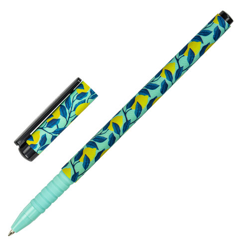 Ручка шариковая BRAUBERG SOFT TOUCH GRIP CITRUS, СИНЯЯ, мягкое покрытие, узел 0,7 мм, 143717
