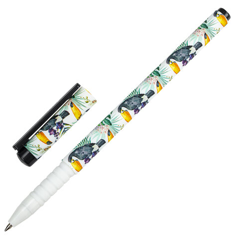 Ручка шариковая BRAUBERG SOFT TOUCH GRIP TOUCAN, СИНЯЯ, мягкое покрытие, узел 0,7 мм, 143720
