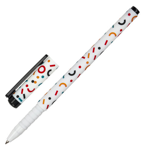 Ручка шариковая BRAUBERG SOFT TOUCH GRIP CONFETTI, СИНЯЯ, мягкое покрытие, узел 0,7 мм, 143723