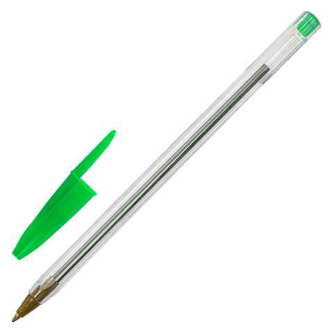 Ручка шариковая STAFF Basic Budget BP-04, ЗЕЛЕНАЯ, линия письма 0,5 мм, с штрихкодом, 143871