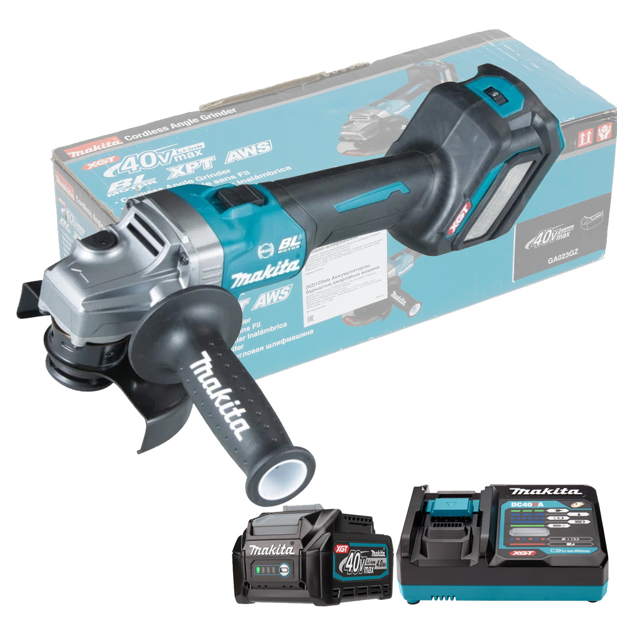 Машина шлифовальная угловая аккумуляторная MAKITA GA023GM101 (BL-Motor,40В,1*4.0Ач/XGT,BL4040+DC40RA,125мм)