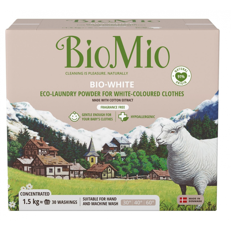 Порошок стиральный BioMio BIO-WHITE для белого белья без запаха концентрат 1,5кг