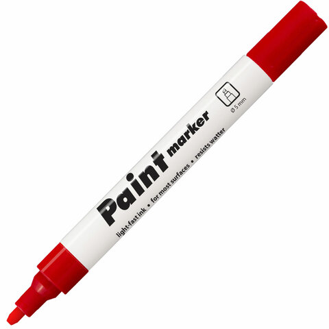 Маркер-краска лаковый (paint marker) КРАСНЫЙ CENTROPEN, скошенный наконечник, 1-5 мм, 9100, 5 9100 9904