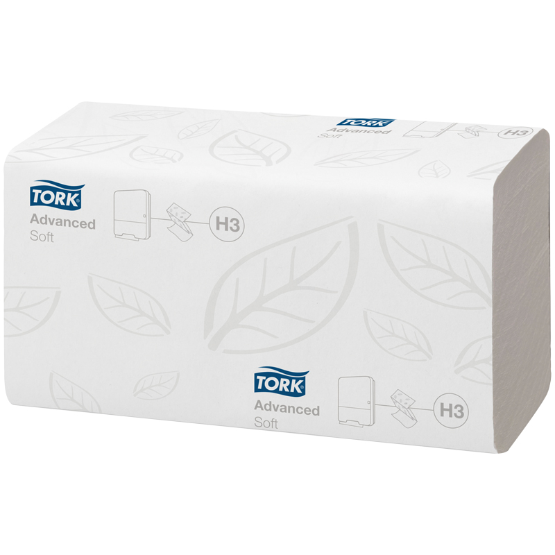 Полотенца бумажные лист. Tork Advanced(ZZ-сл)(Н3), 2-слойные, 200л/пач, 23*23см, белые