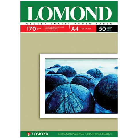 Фотобумага А4 для стр. принтеров Lomond, 170г/м2 (50л) гл.одн.