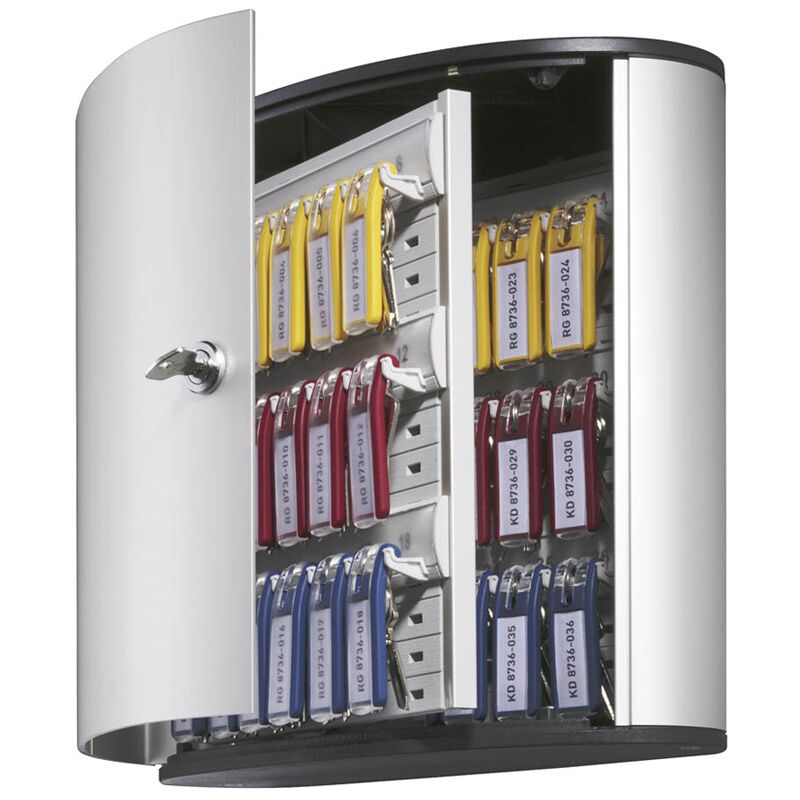 Ключница Durable Key box на 36 ключей, 302*280*118, ключевой замок, металл, серебристый, 6 брелоков