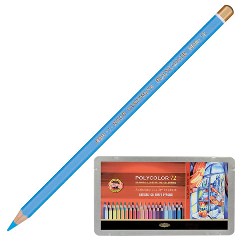 Карандаши цветные художественные KOH-I-NOOR Polycolor, 72 цвета, 3,8 мм, металлическая коробка, 3827072001PL
