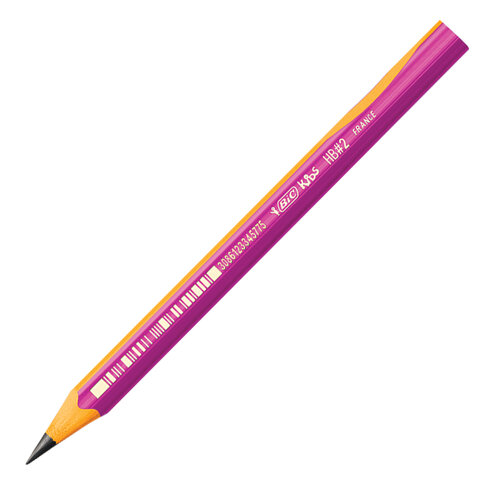 Карандаш чернографитный утолщенный BIC, 1 шт., Kids Evolution, HB, трехгранный, корпус розовый с желтым, заточенный, 919263