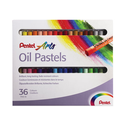 Пастель масляная художественная PENTEL Oil Pastels, 36 цветов, круглое сечение, картонная упаковка, PHN4-36