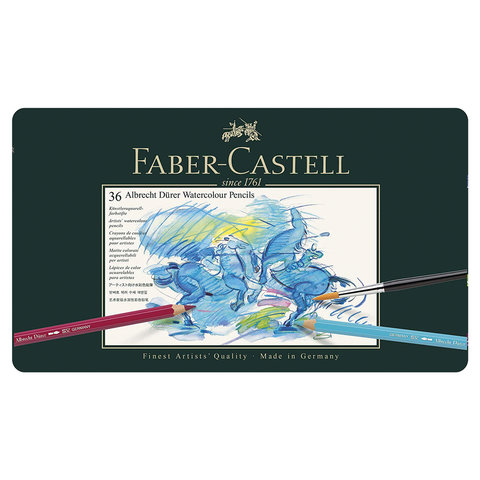 Карандаши цветные акварельные художественные FABER-CASTELL Albrecht Durer, 36 цветов, металлическая коробка, 117536