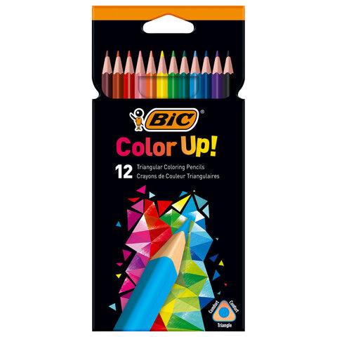 Карандаши цветные 12 ЦВЕТОВ BIC Color UP, пластиковые, трехгранные, 9505271