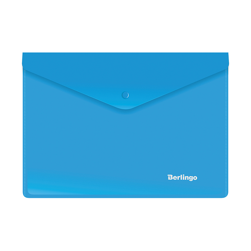 Папка-конверт на кнопке Berlingo, A5+, 180мкм, синяя