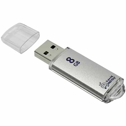 Память Smart Buy V-Cut   8GB, USB 2.0 Flash Drive, серебристый (металл.корпус)