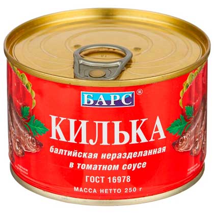 Килька балтийская Барс в томатном соусе, 250 г