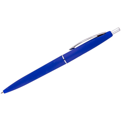 Ручка шариковая автоматическая OfficeSpace Business синяя, 0,7мм, синий антискол. корпус