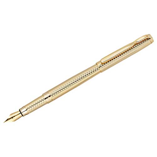 Ручка перьевая Delucci Celeste,  черная, 0,8мм, цвет корпуса -  золото, подарочный футляр