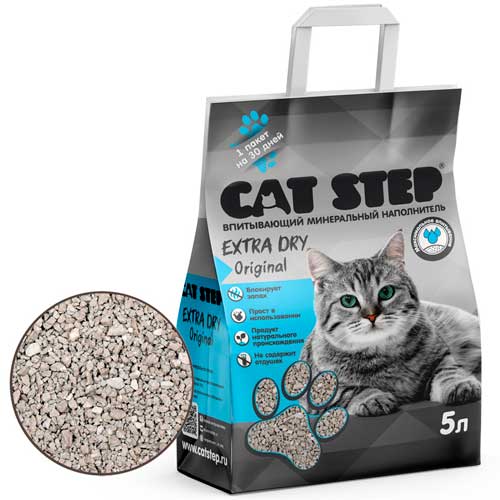 Cat Step минеральный Extra Dry Original  5л впитывающий