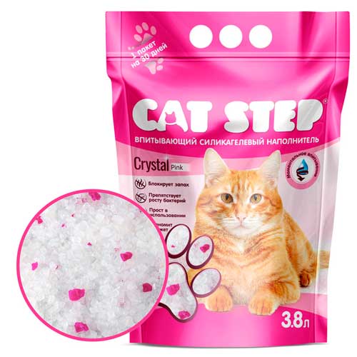 Cat Step Силикагель Crystal PINK 3,8л наполнитель для кошек