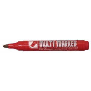 Маркер перманент Multi marker, 5мм скошенный, красный Crown