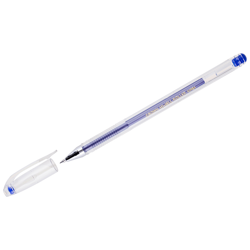 Ручка гелевая Crown Hi-Jell синяя, 0,5мм, штрих-код