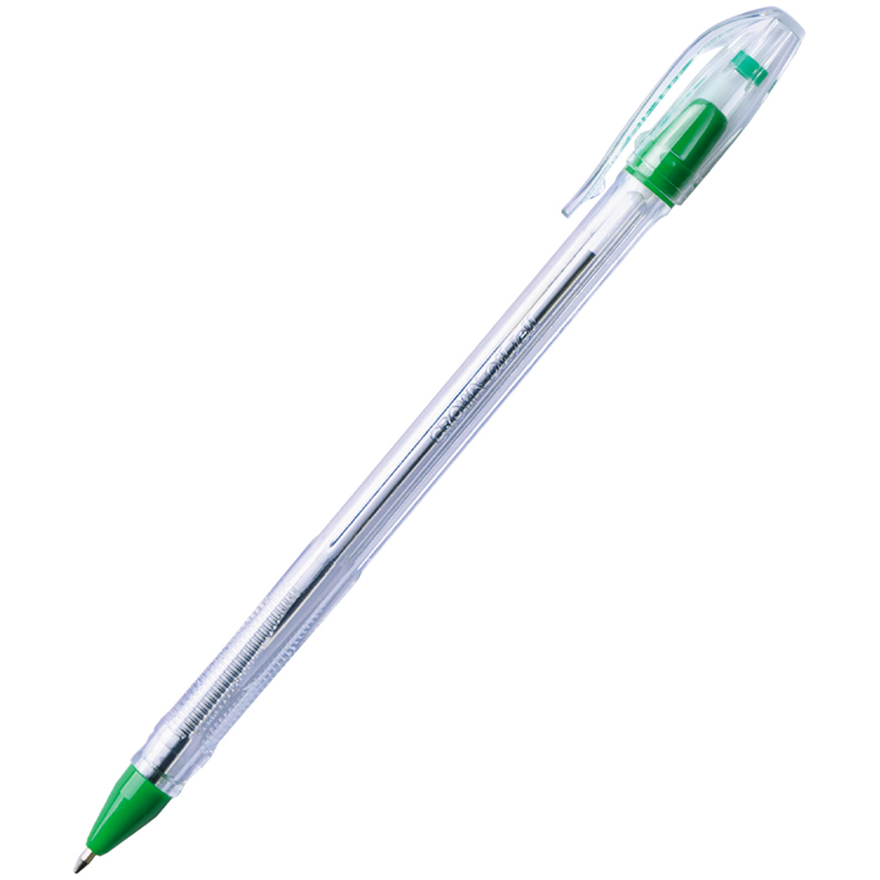 Ручка шариковая Crown Oil Jell зеленая, 0,7мм, штрих-код