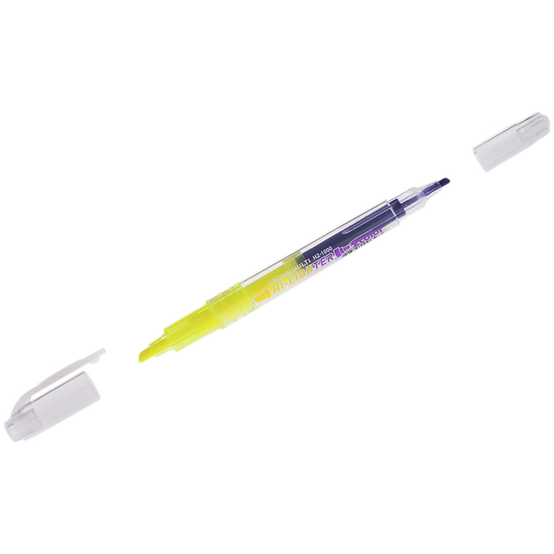 Текстовыделитель двухсторонний Crown Multi Hi-Lighter Twin желтый/фиолетовый, 3/2мм