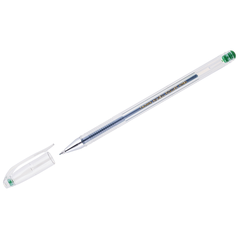 Ручка гелевая Crown Hi-Jell зеленая 0,5мм, штрих-код