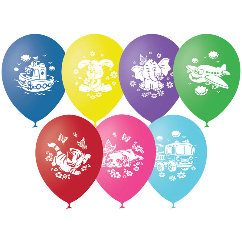 Воздушные шары,  50шт., М12/30см, ПатиБум Детская тематика, пастель, шелк