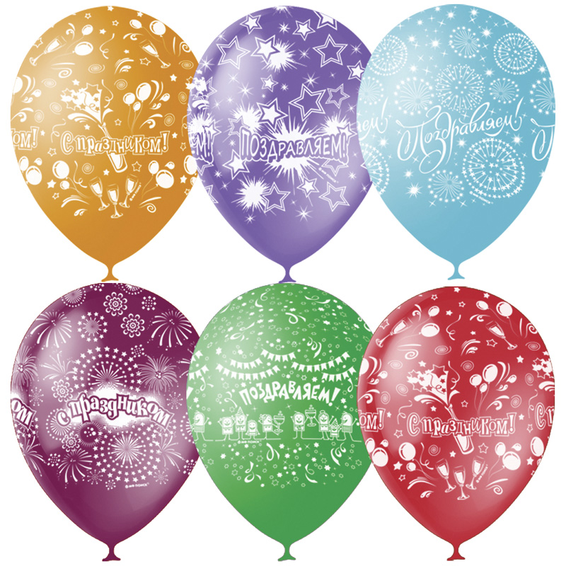 Воздушные шары,  25шт., M12/30см, ПатиБум Праздничная тематика, пастель+декор