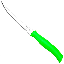Нож для помидоров и цитрусовых Tramontina Athus 12см, пластмассовая ручка, с зубчиками, зеленый