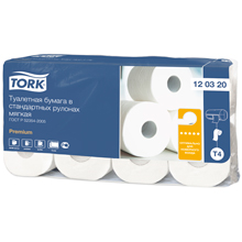 Бумага туалетная Tork "Premium"(T4) 2-слойная, стандарт. рулон, 23м/рул, 8шт., мягкая, тиснение, белая