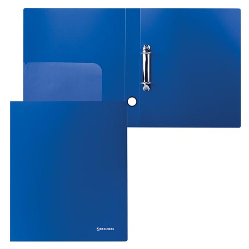 Папка на 2 кольцах BRAUBERG Стандарт, 40 мм, синяя, до 300 листов, 0,9 мм, 221617