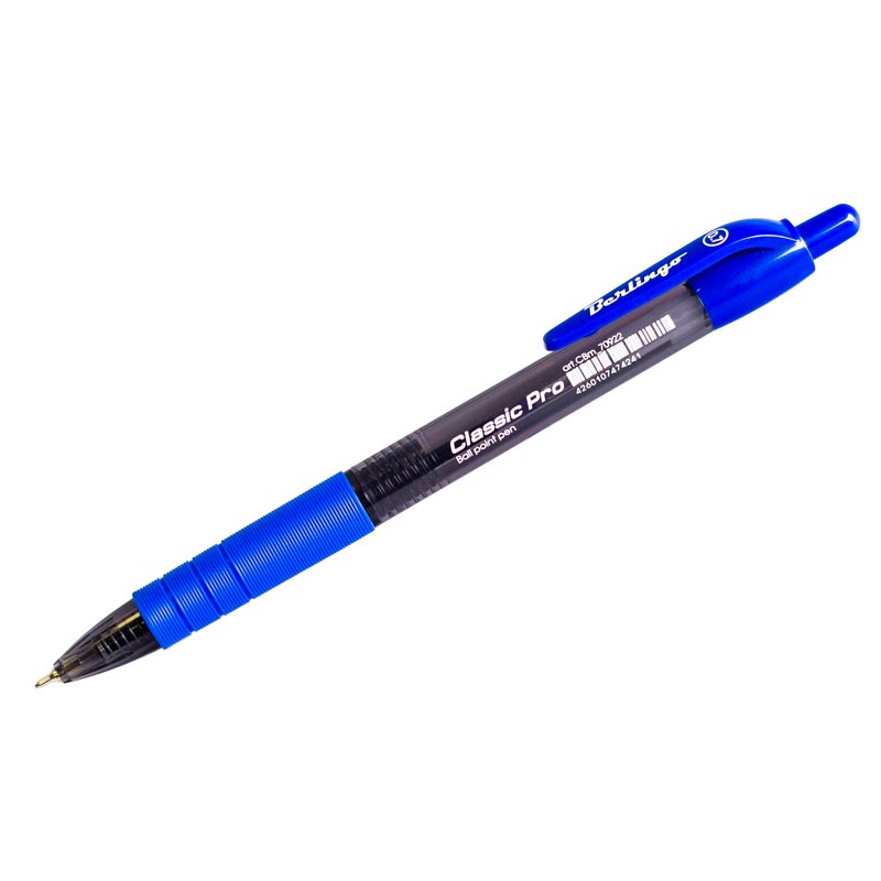 Ручка шариковая автоматическая Berlingo Classic Pro синяя, 0,7мм, грип