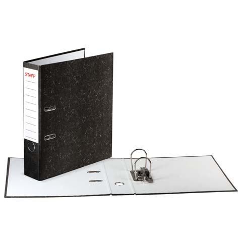 Папка-регистратор STAFF EVERYDAY с мраморным покрытием, 70 мм, без уголка, черный корешок, 224616
