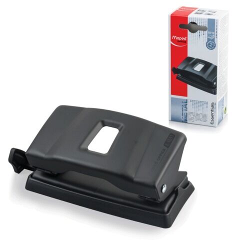 Дырокол MAPED (Франция) Essentials Metal, металлический, малый, на 12 листов, черный, 401111