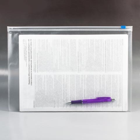Папка-конверт на молнии А4 (230х333 мм), прозрачная, 0,12 мм, STAFF, 224979