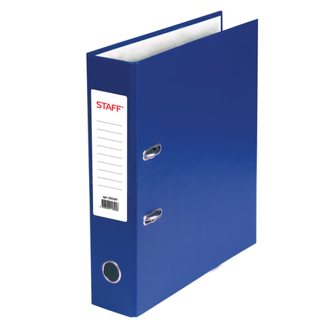 Папка-регистратор STAFF Manager с покрытием из ПВХ, 70 мм, без уголка, синяя, 225207