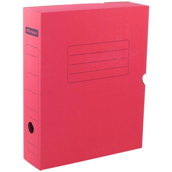 Короб архивный с клапаном OfficeSpace, микрогофрокартон,  75мм, красный, до 700л.